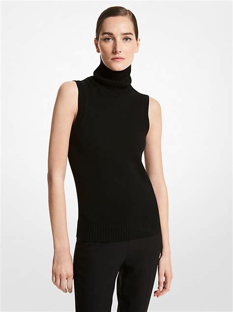 michael michael kors wool and cashmere sweater dress|Michael Kors sleeveless turtleneck sweater.